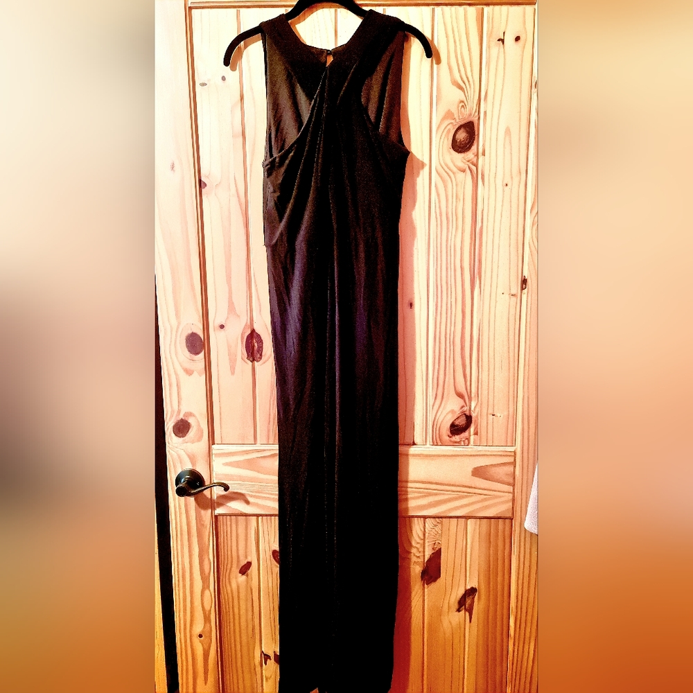 Emma & Michele Full Length Jumpsuit Cross X-Neck Stretch Black EUC Size M